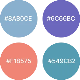 #8AB0CE, #6C66BC, #F18575, #549CB2