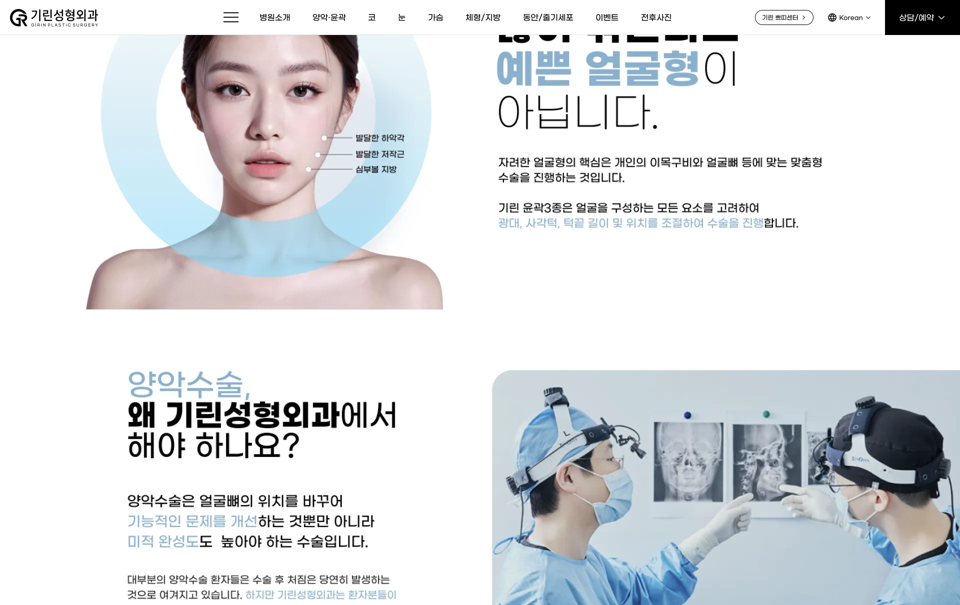 기린성형외과 pc 상세 화면