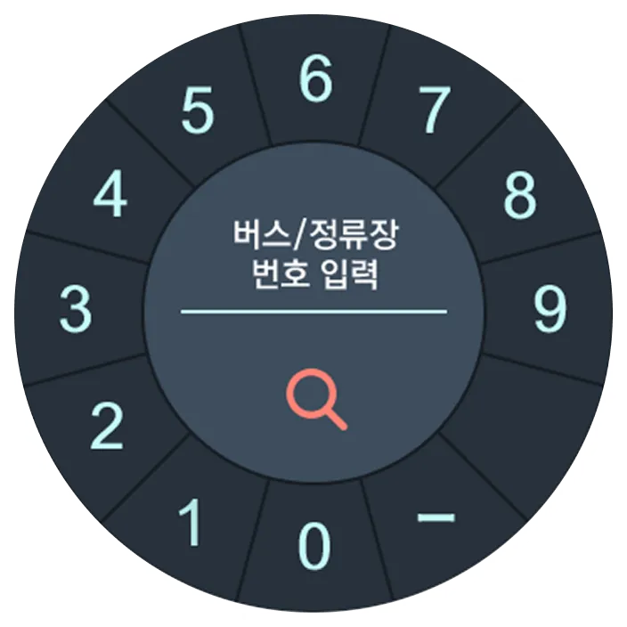 T-map 스마트워치 어플리케이션 버스/정류장 번호 입력 화면